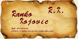 Ranko Kojović vizit kartica